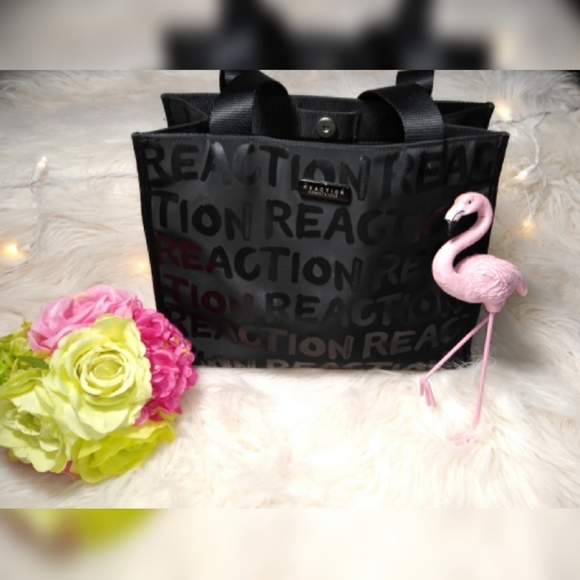 Kenneth Cole Reaction black printed tote bag. - Picture 2 of 7